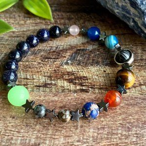 Solar System Themed Healing Crystal Bracelet